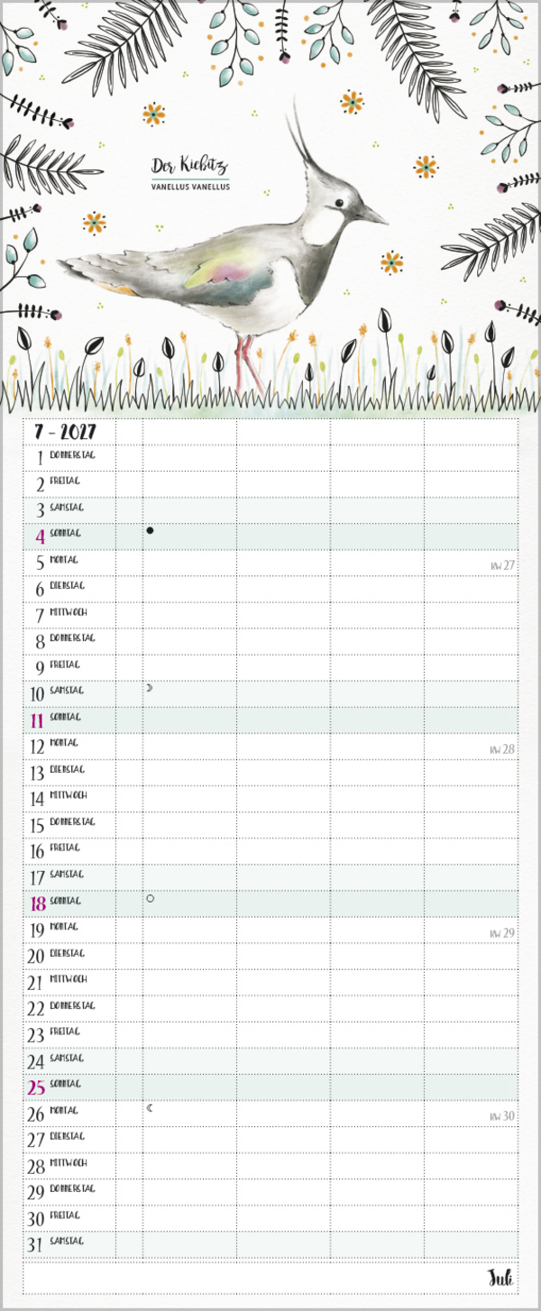 Familienplaner Pretty Birds 2027, Innenansicht #7