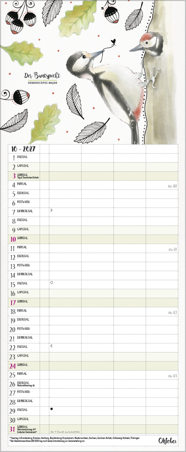 Familienplaner Pretty Birds 2027, Innenansicht #10