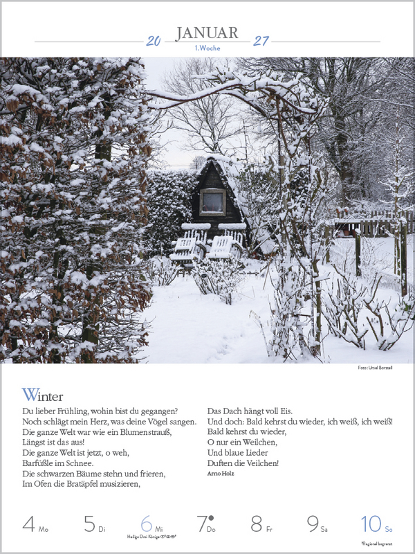 Literaturkalender Gartenlust 2027, Innenansicht #1