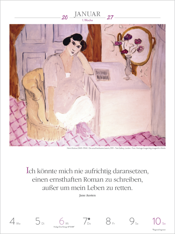 Literaturkalender Frauen lieben Lesen 2027, Innenansicht #1