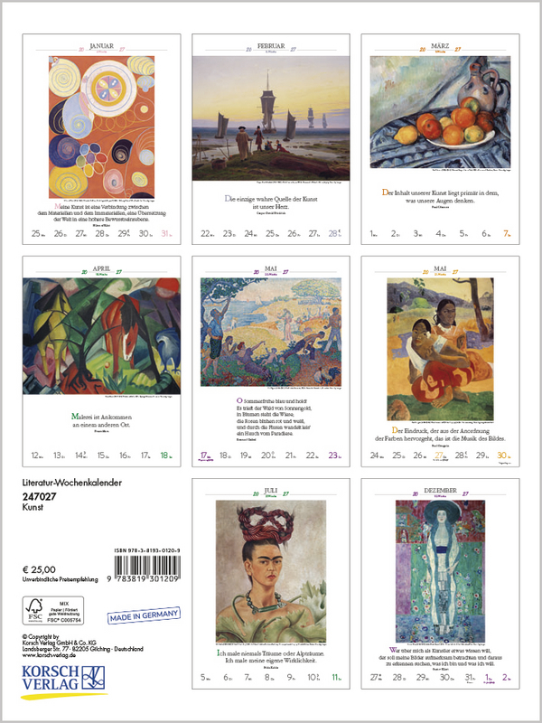 Literaturkalender Kunst 2027, Innenansicht #15