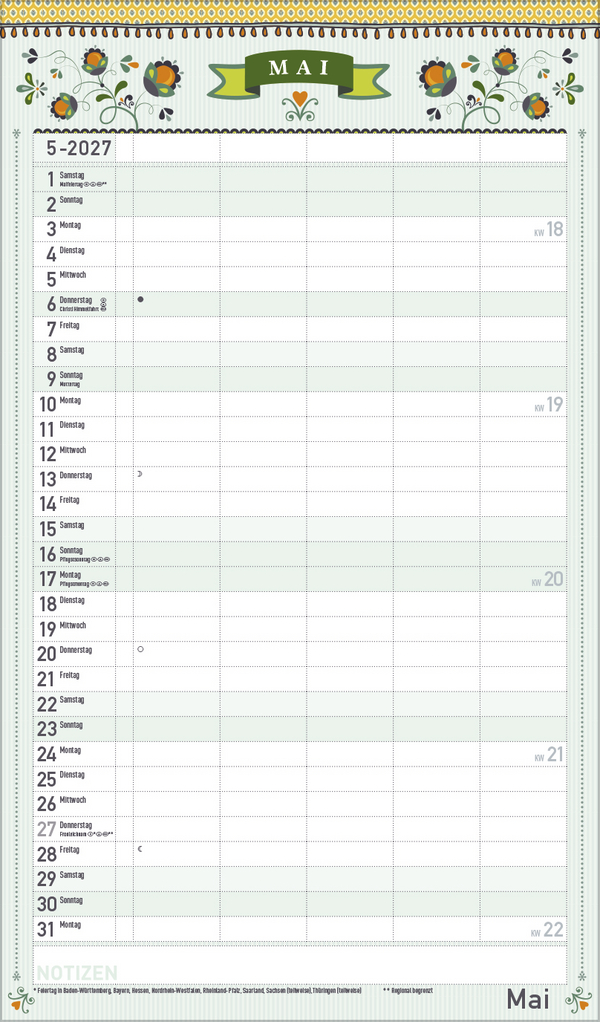 Familienplaner Vintage 2027, Innenansicht #5