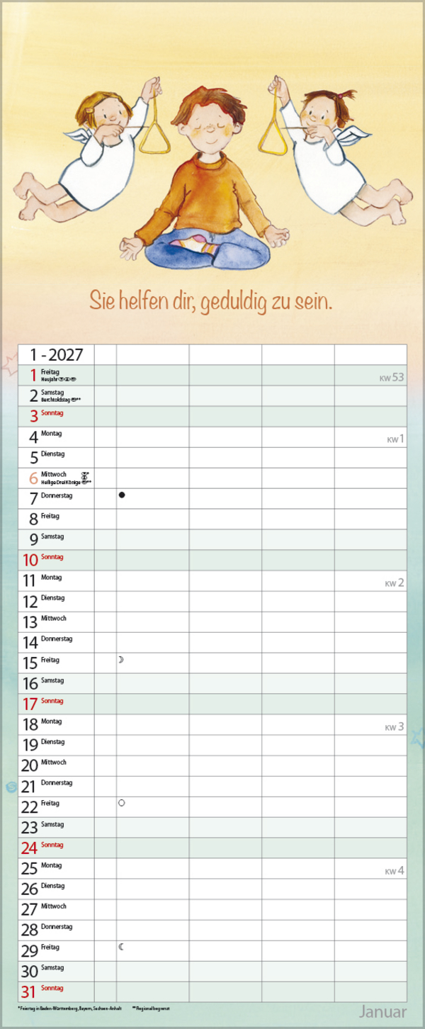 Familientimer Schutzengel 2027, Innenansicht #1
