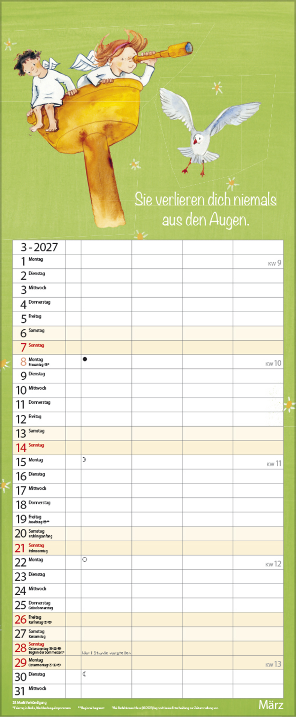 Familientimer Schutzengel 2027, Innenansicht #3