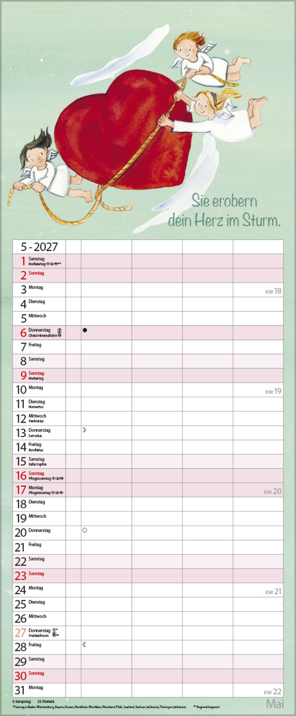 Familientimer Schutzengel 2027, Innenansicht #5