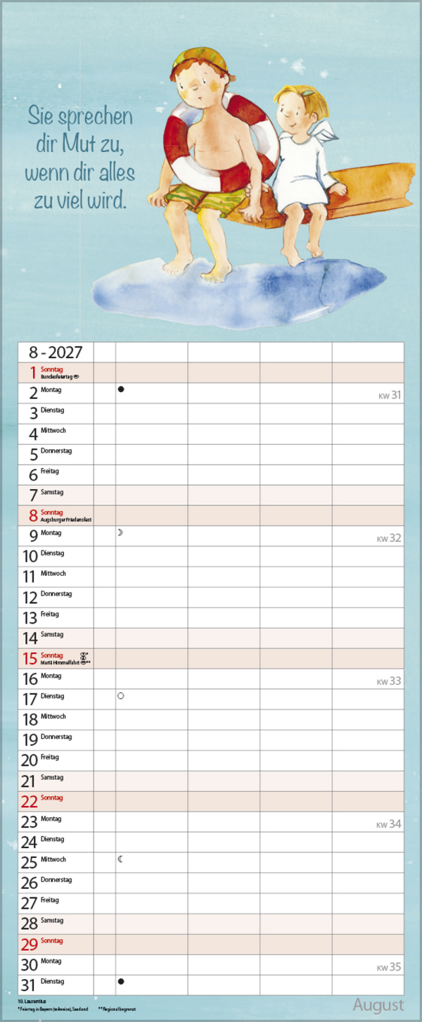 Familientimer Schutzengel 2027, Innenansicht #8