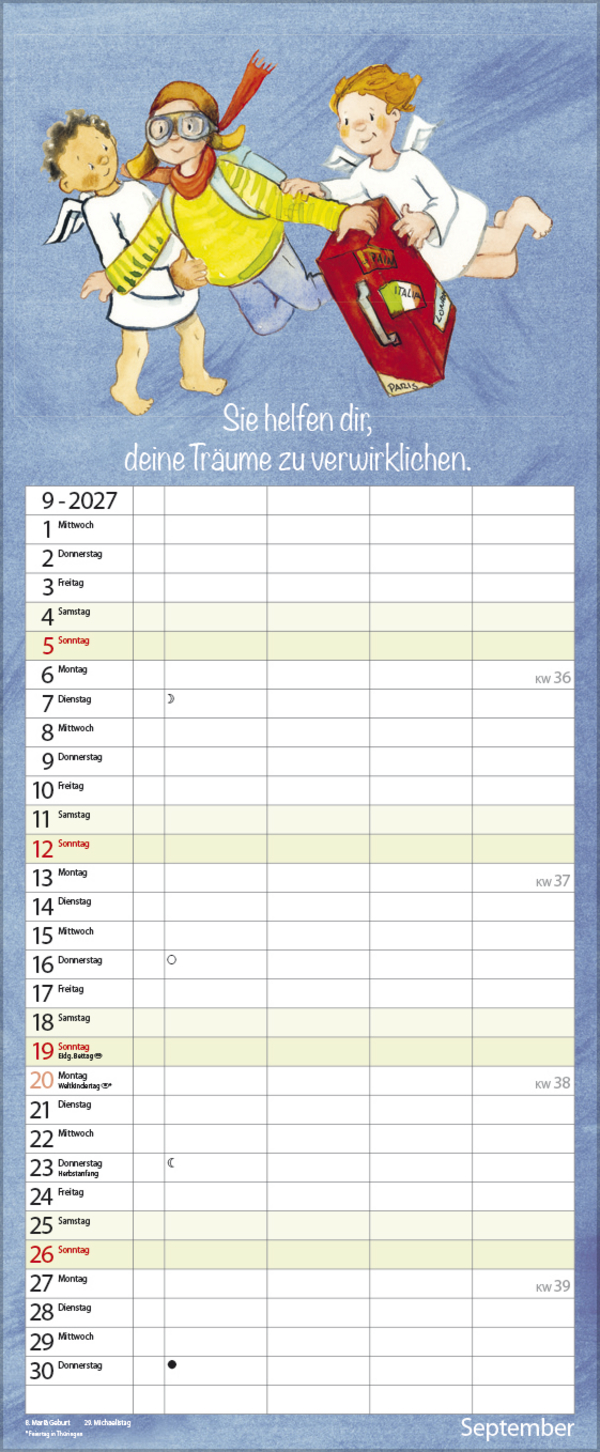Familientimer Schutzengel 2027, Innenansicht #9