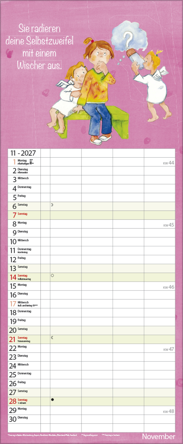 Familientimer Schutzengel 2027, Innenansicht #11