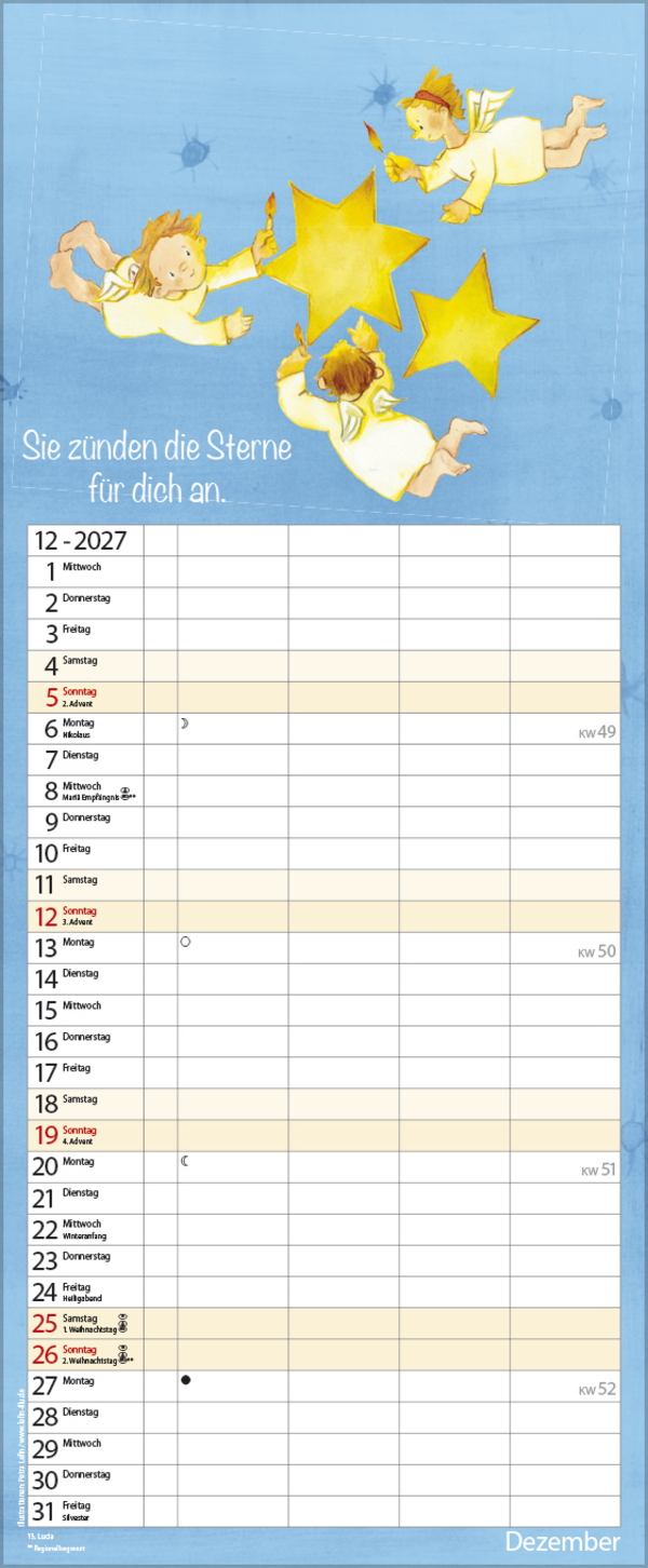 Familientimer Schutzengel 2027, Innenansicht #12