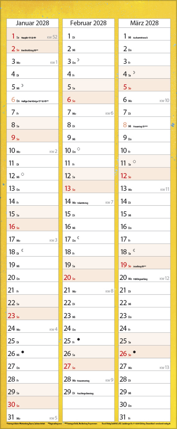 Familientimer Schutzengel 2027, Innenansicht #13