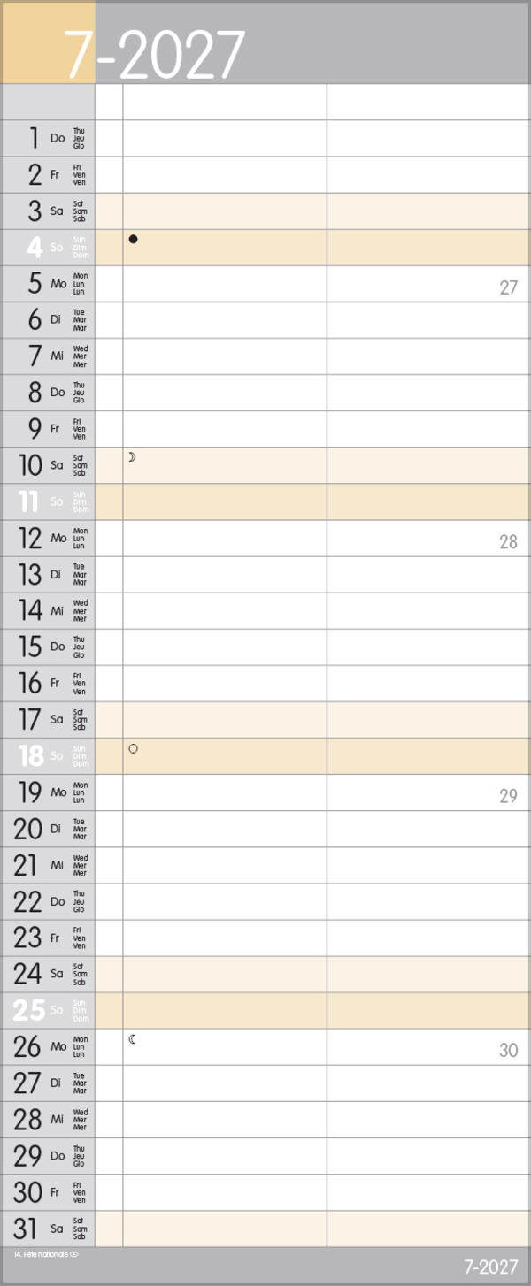 My Timer 2027, Innenansicht #7