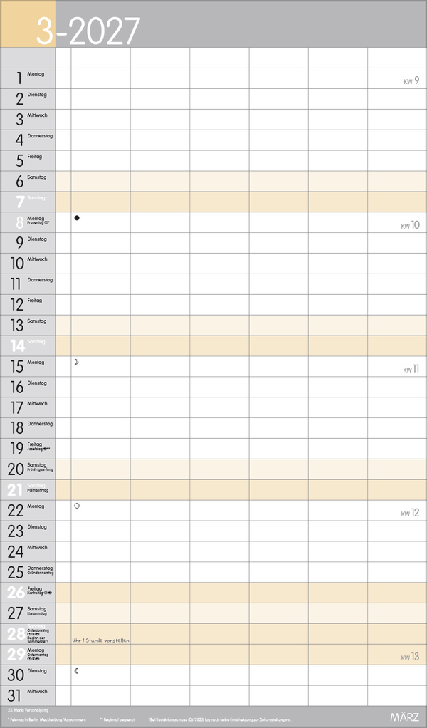 XL Familienplaner Pastell 2027, Innenansicht #3