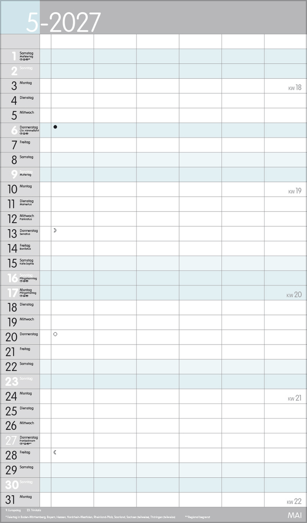 XL Familienplaner Pastell 2027, Innenansicht #5