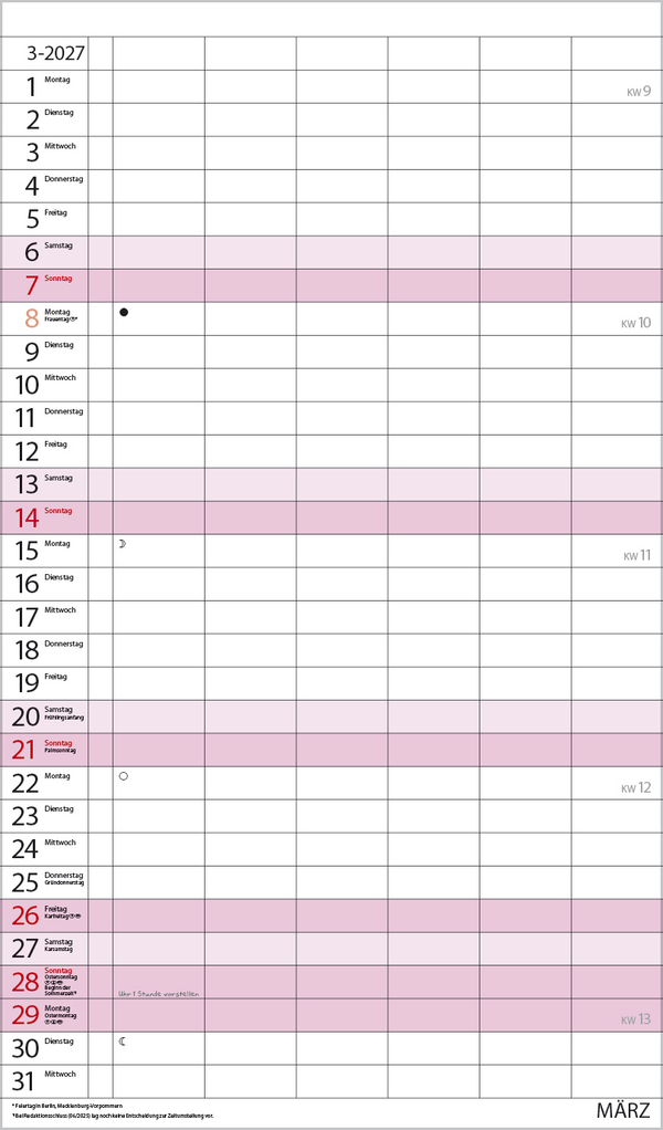 XL Familienplaner 2027, Innenansicht #3