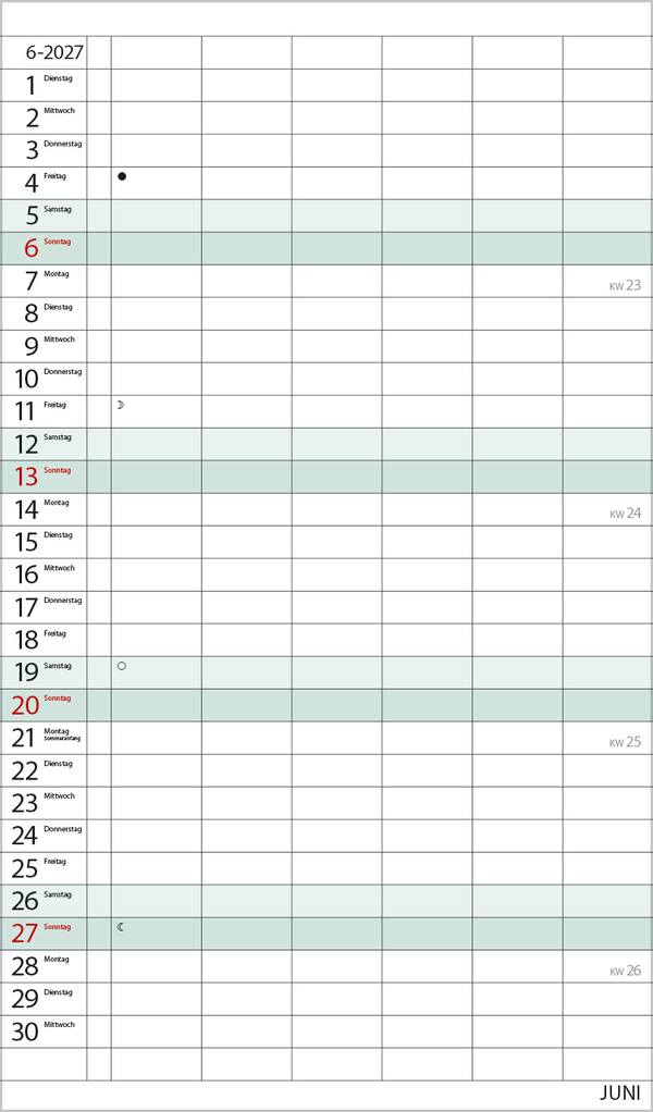 XL Familienplaner 2027, Innenansicht #6