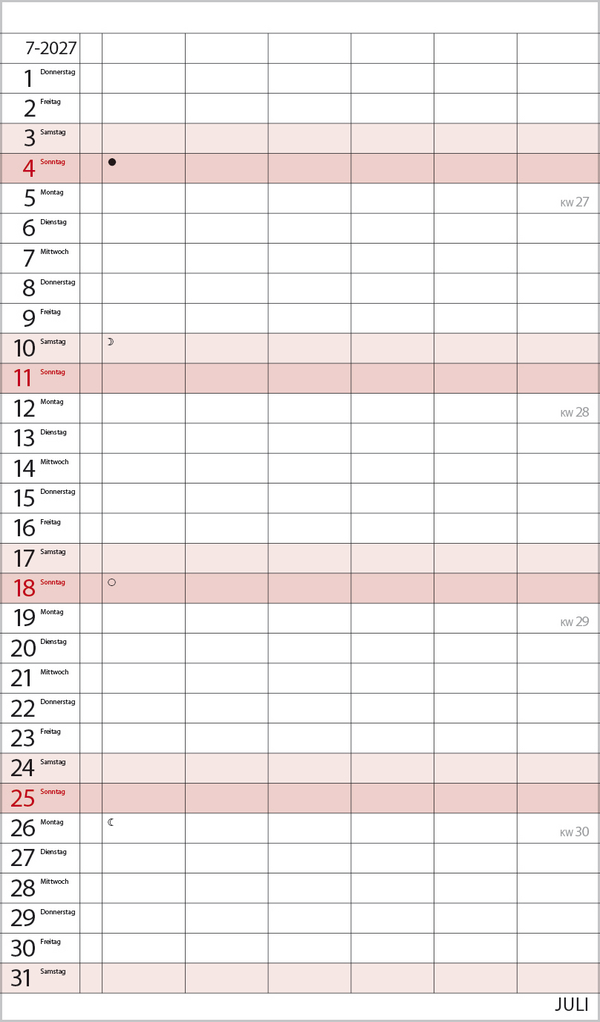 XL Familienplaner 2027, Innenansicht #7