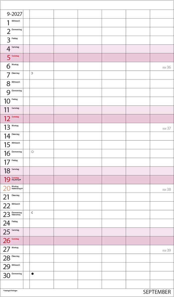 XL Familienplaner 2027, Innenansicht #9