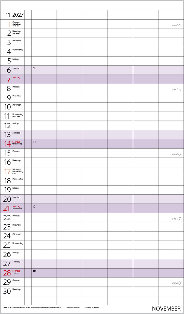 XL Familienplaner 2027, Innenansicht #11