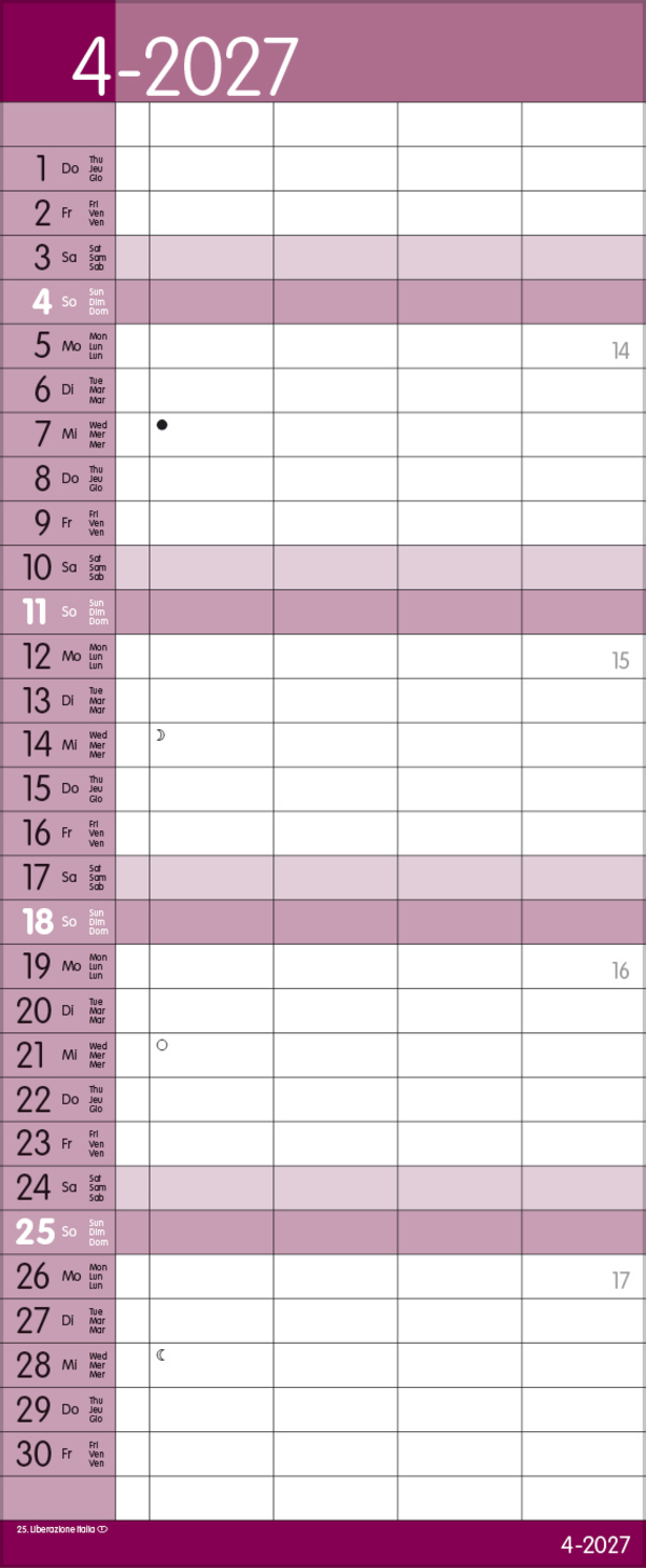 Family Timer Malve 2027, Innenansicht #4