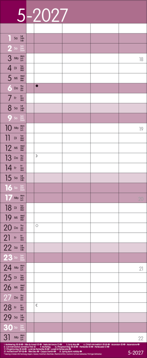 Family Timer Malve 2027, Innenansicht #5