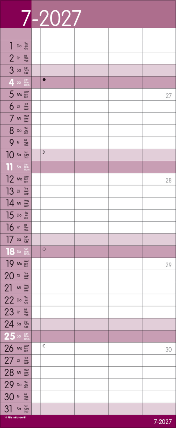 Family Timer Malve 2027, Innenansicht #7