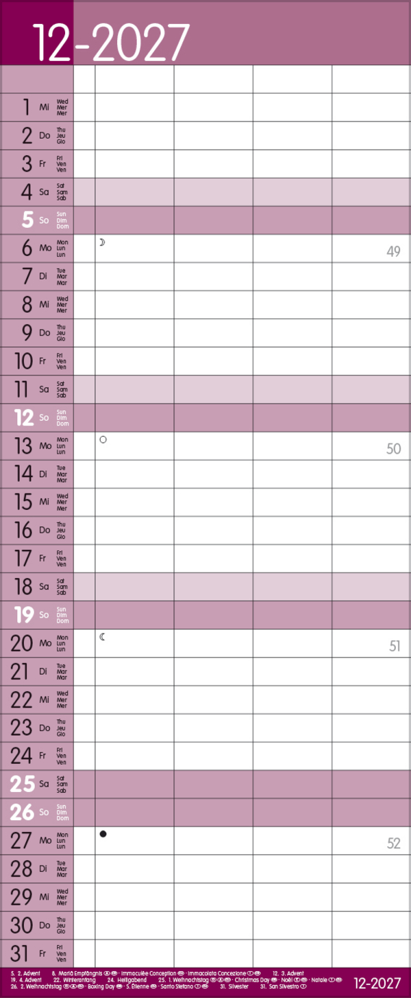 Family Timer Malve 2027, Innenansicht #12