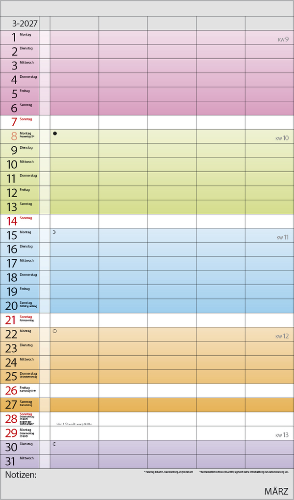 Familienplaner Farbenspiel 2027, Innenansicht #3