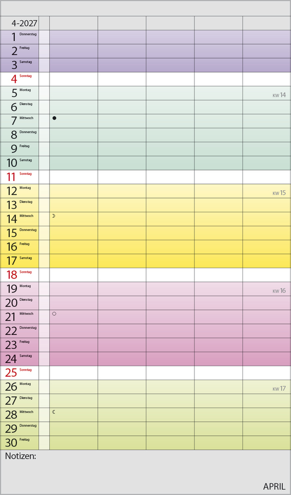 Familienplaner Farbenspiel 2027, Innenansicht #4