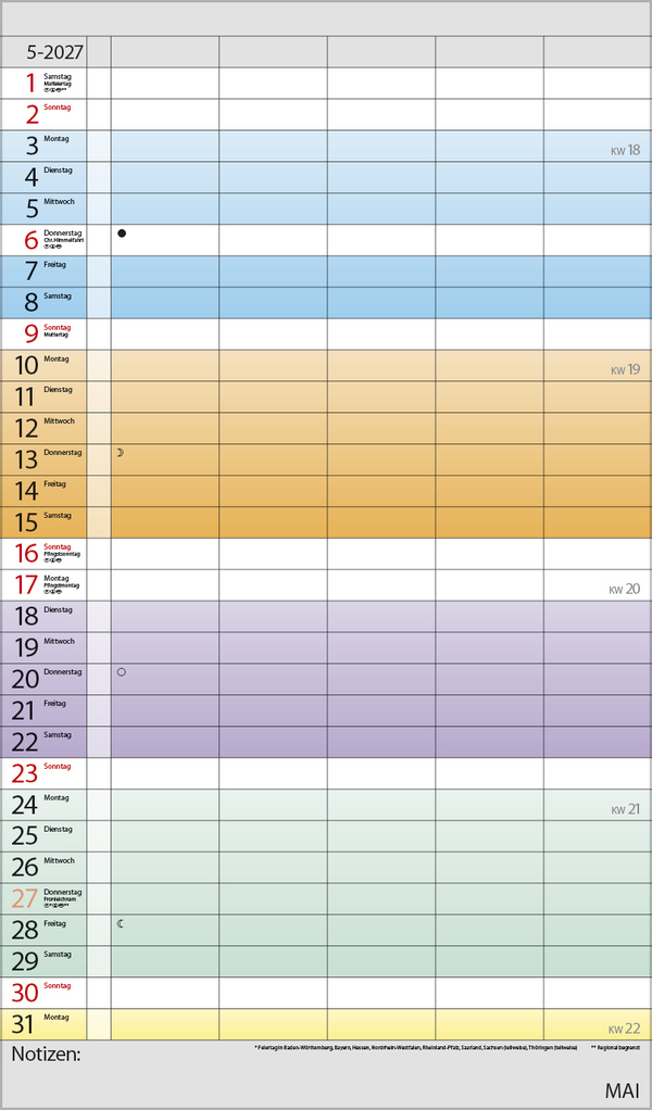 Familienplaner Farbenspiel 2027, Innenansicht #5