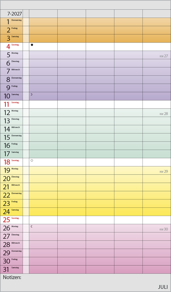Familienplaner Farbenspiel 2027, Innenansicht #7