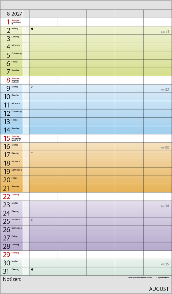Familienplaner Farbenspiel 2027, Innenansicht #8