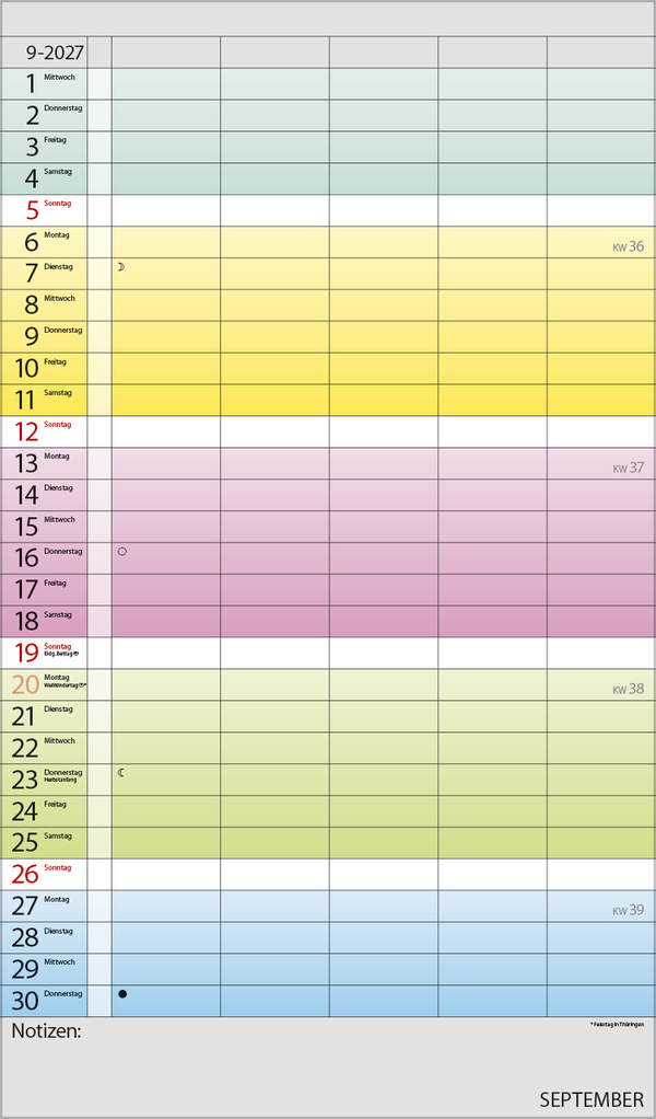 Familienplaner Farbenspiel 2027, Innenansicht #9