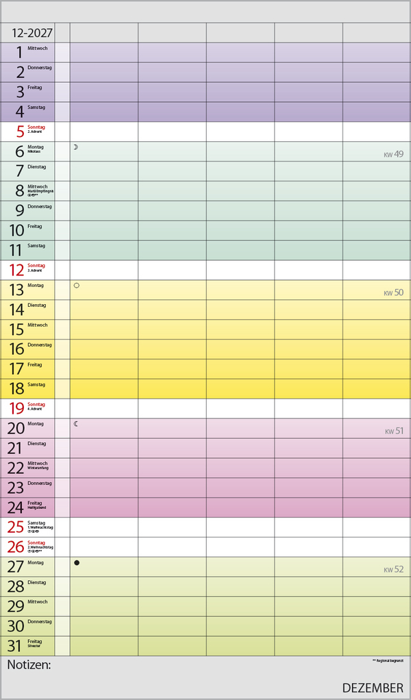 Familienplaner Farbenspiel 2027, Innenansicht #12