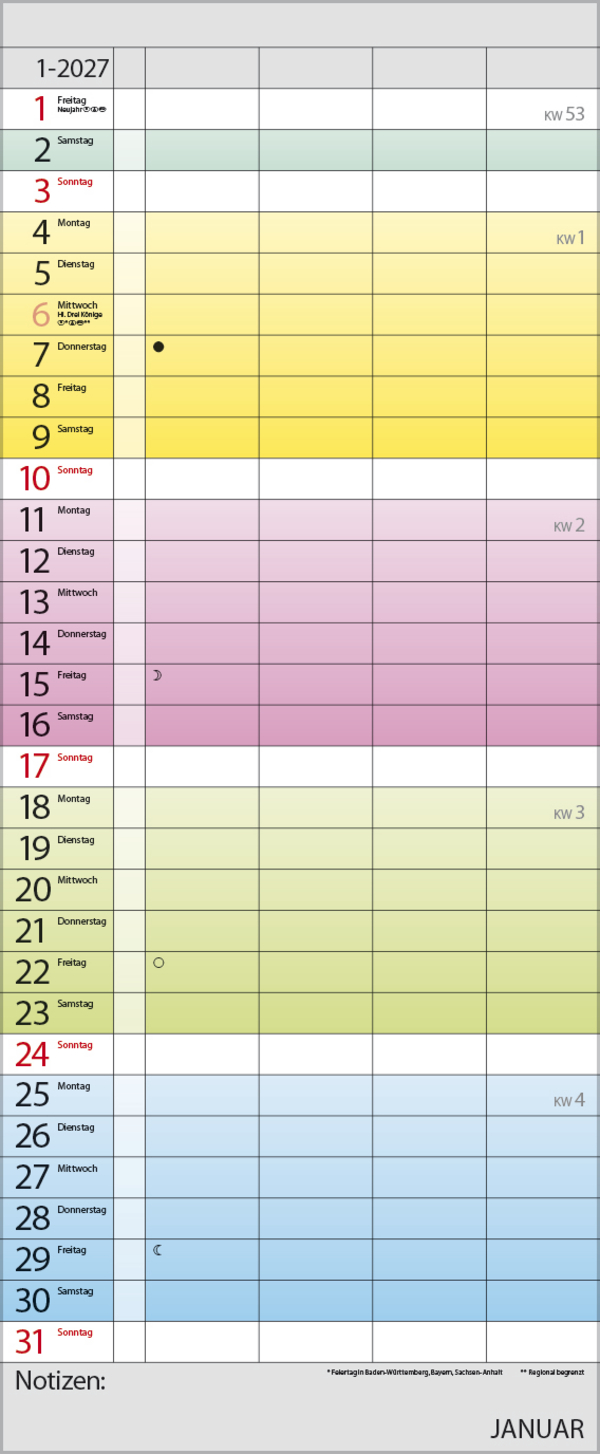 Familienplaner Farbenspiel 2027, Innenansicht #1