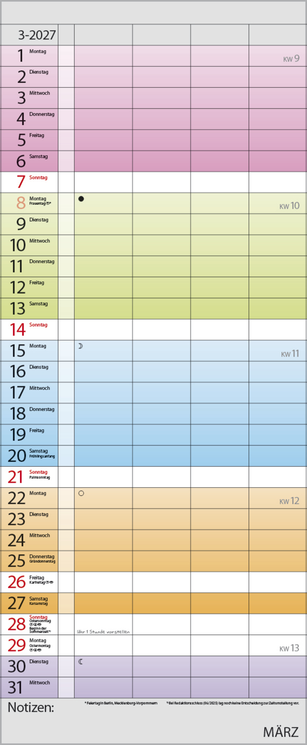 Familienplaner Farbenspiel 2027, Innenansicht #3