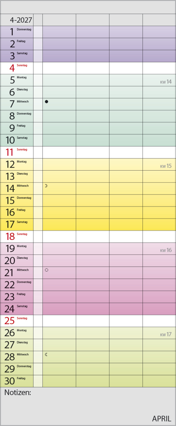Familienplaner Farbenspiel 2027, Innenansicht #4