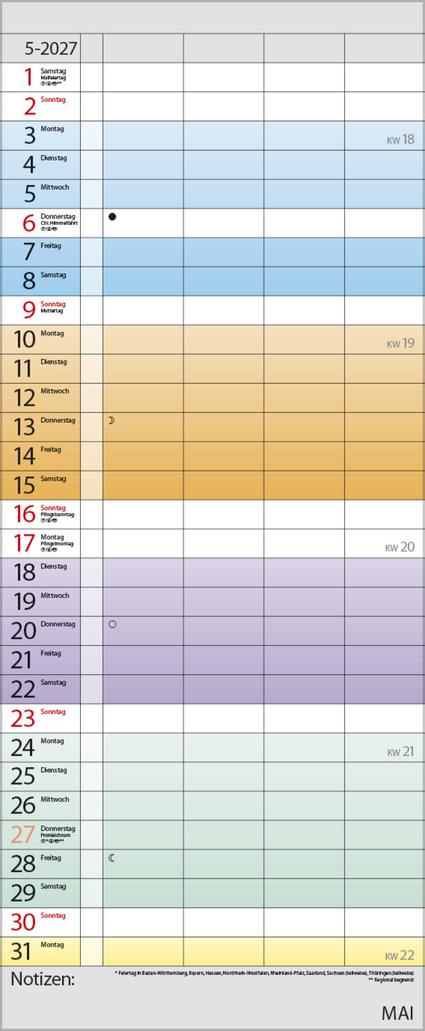 Familienplaner Farbenspiel 2027, Innenansicht #5