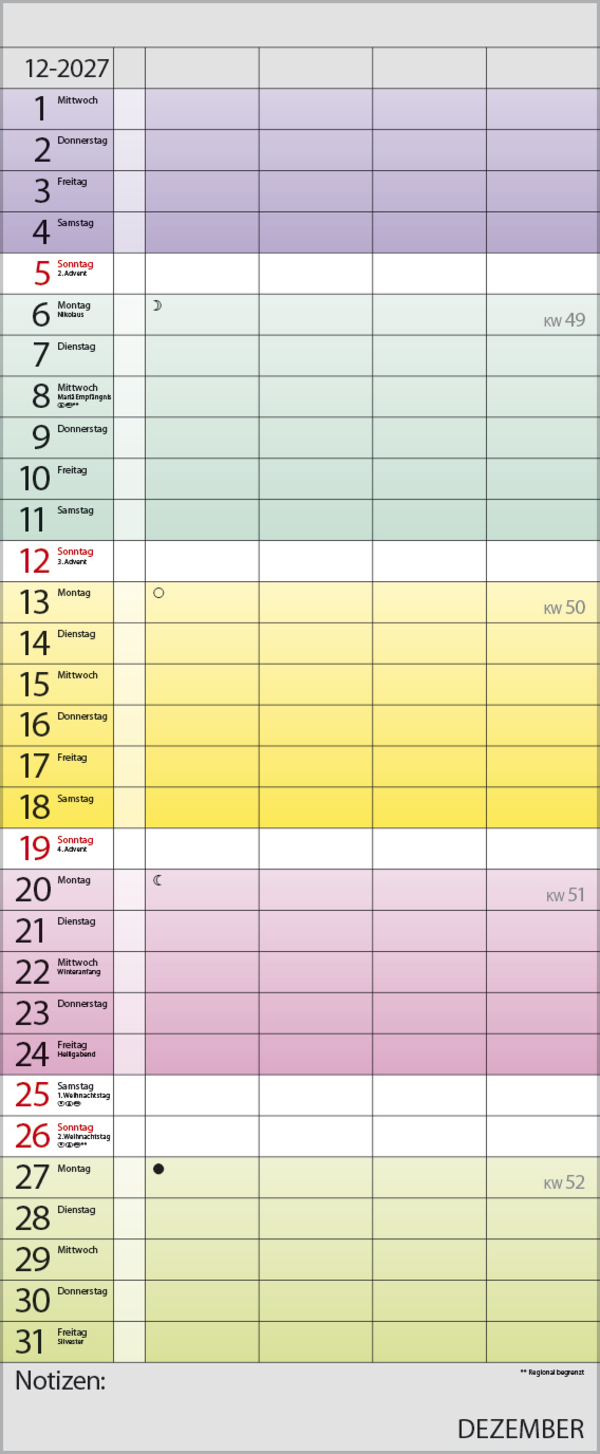 Familienplaner Farbenspiel 2027, Innenansicht #12