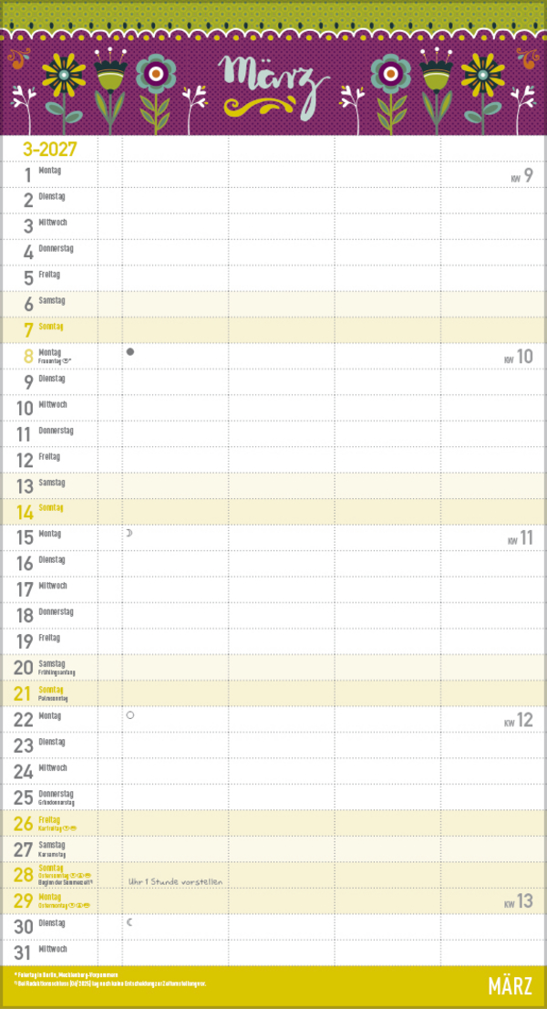Familienplaner Vintage Zetteltasche 2027, Innenansicht #3