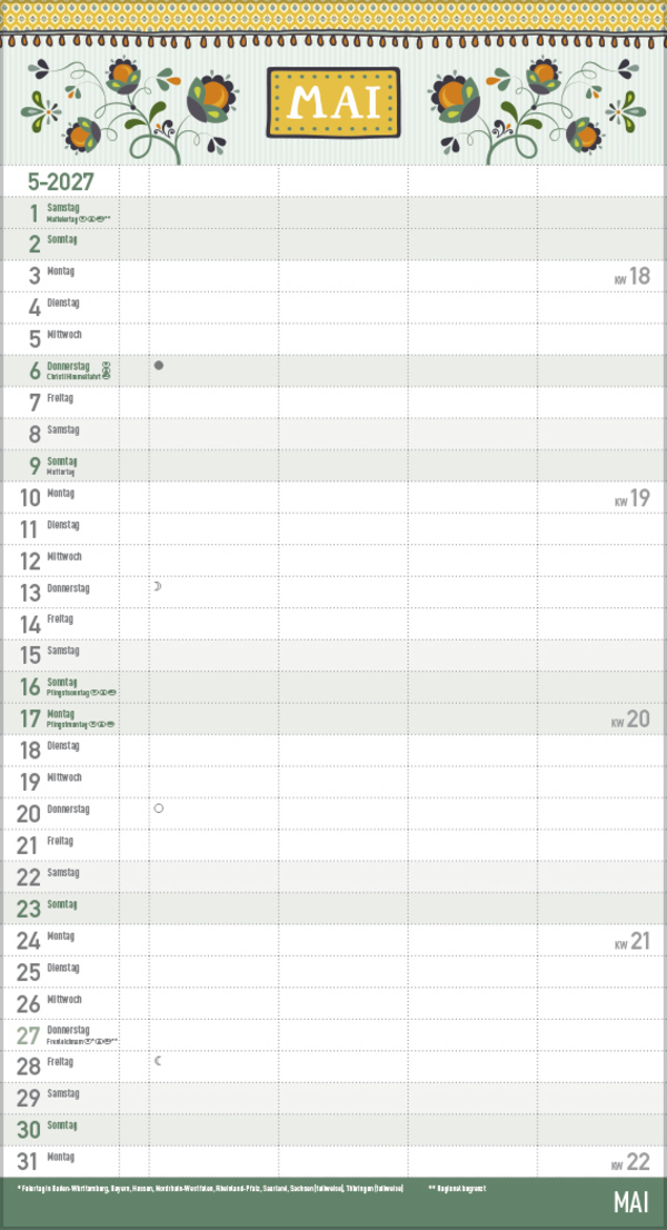 Familienplaner Vintage Zetteltasche 2027, Innenansicht #5