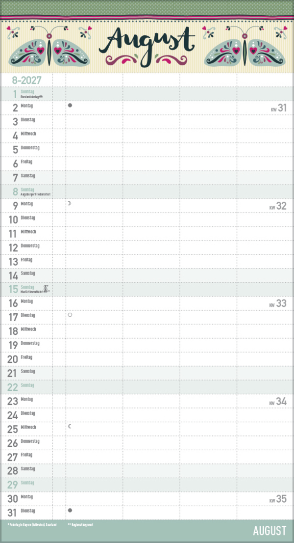 Familienplaner Vintage Zetteltasche 2027, Innenansicht #8