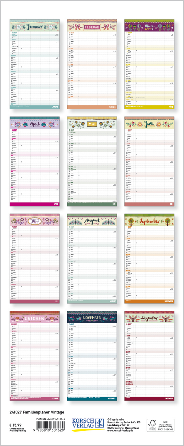 Familienplaner Vintage Zetteltasche 2027, Innenansicht #15