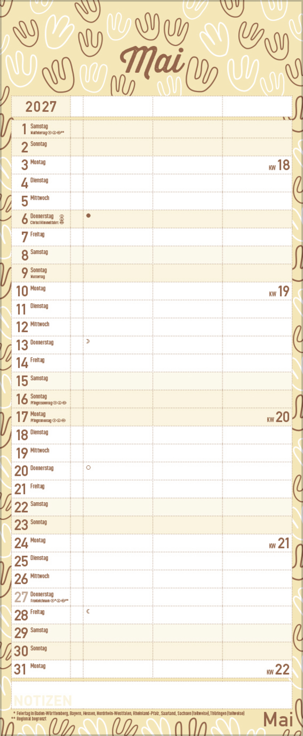 Premium Familientimer Tag f&uuml;r Tag 2027, Innenansicht #5