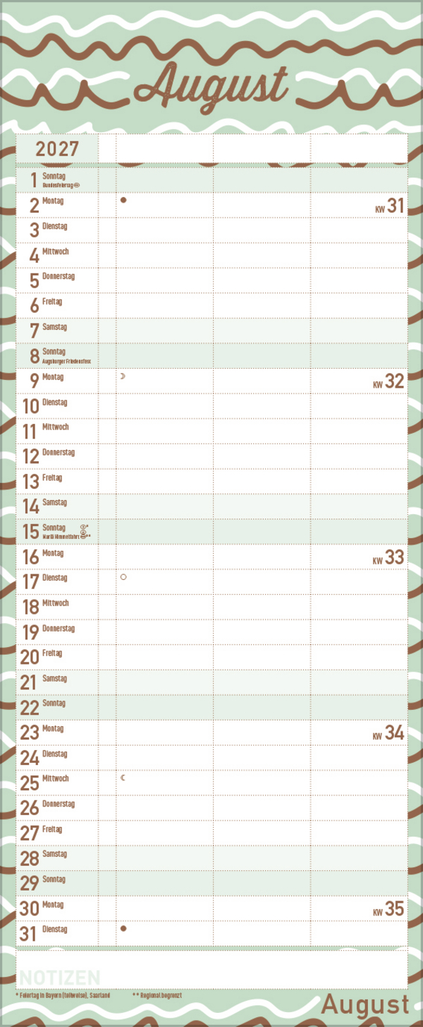 Premium Familientimer Tag f&uuml;r Tag 2027, Innenansicht #8