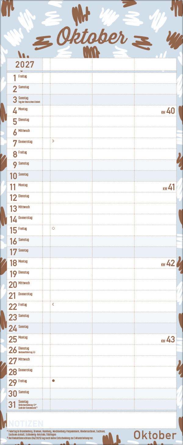 Premium Familientimer Tag f&uuml;r Tag 2027, Innenansicht #10