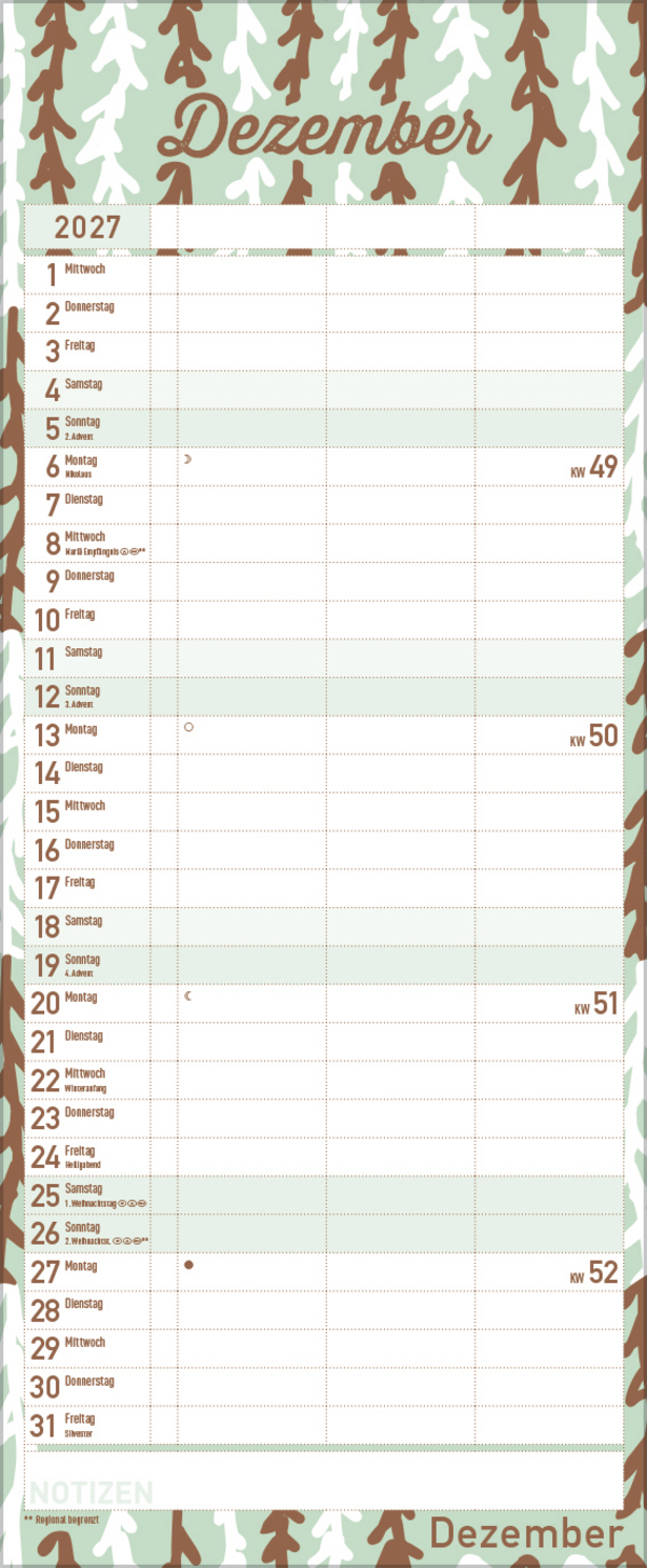 Premium Familientimer Tag f&uuml;r Tag 2027, Innenansicht #12
