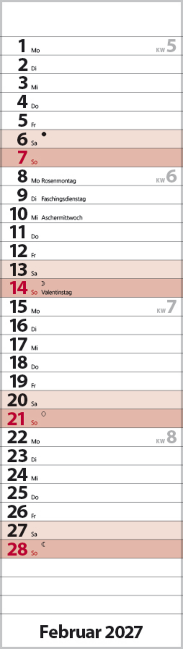 Streifenplaner Mini Rot 2027, Innenansicht #2