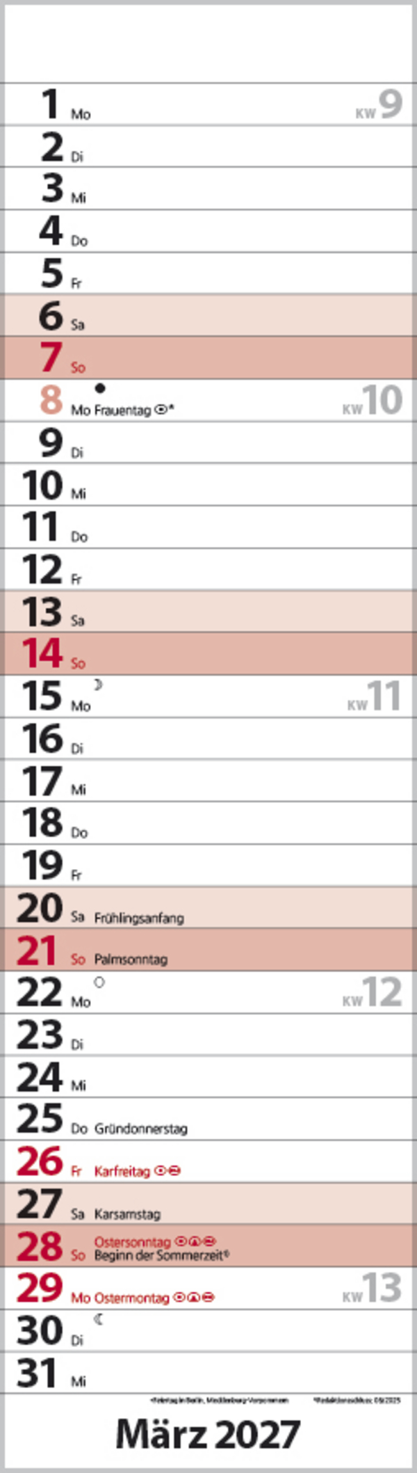 Streifenplaner Mini Rot 2027, Innenansicht #3