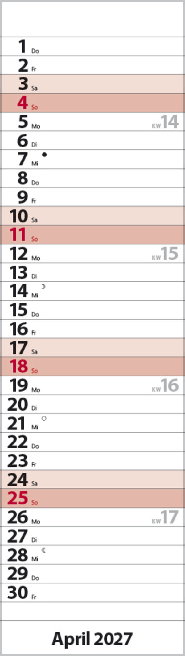 Streifenplaner Mini Rot 2027, Innenansicht #4
