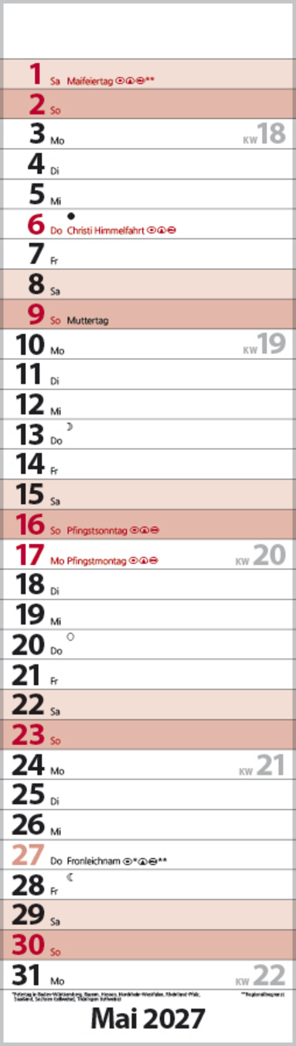 Streifenplaner Mini Rot 2027, Innenansicht #5